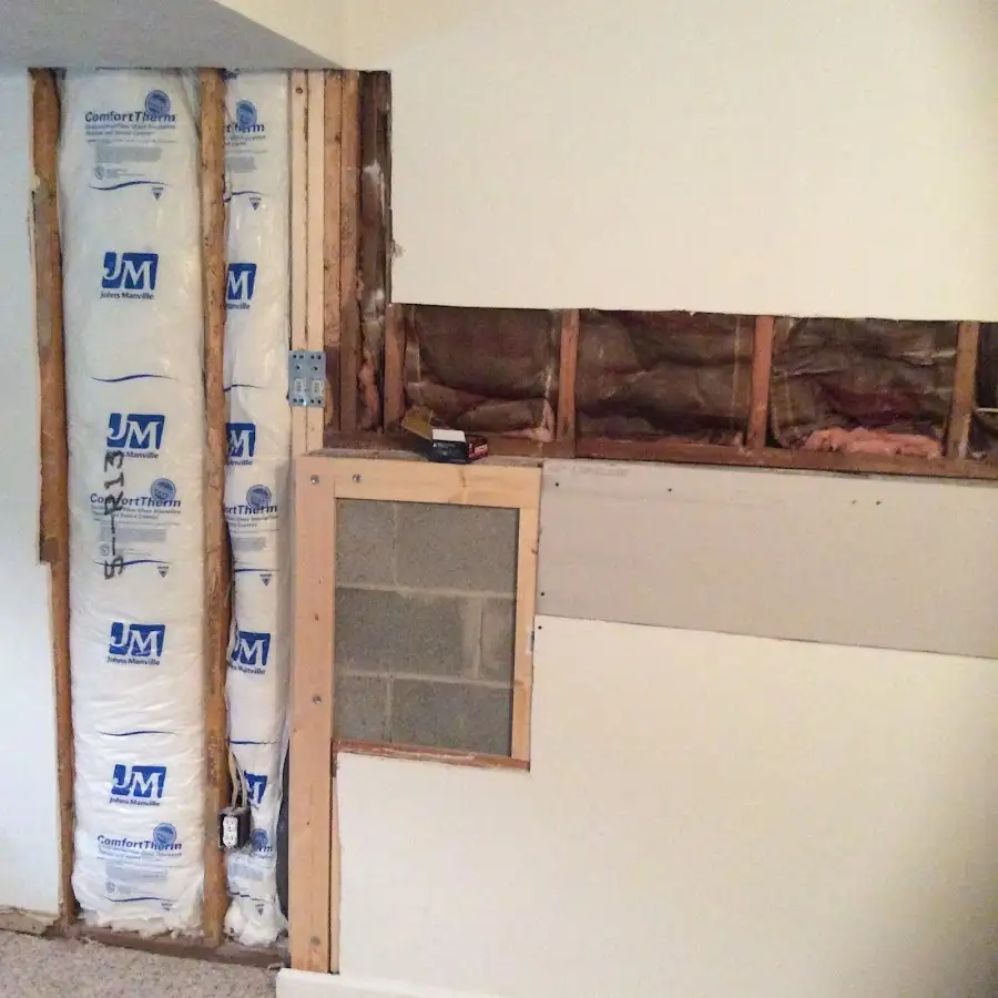 Wall insulation replacement during Basement Flood Cleanup in Parma
